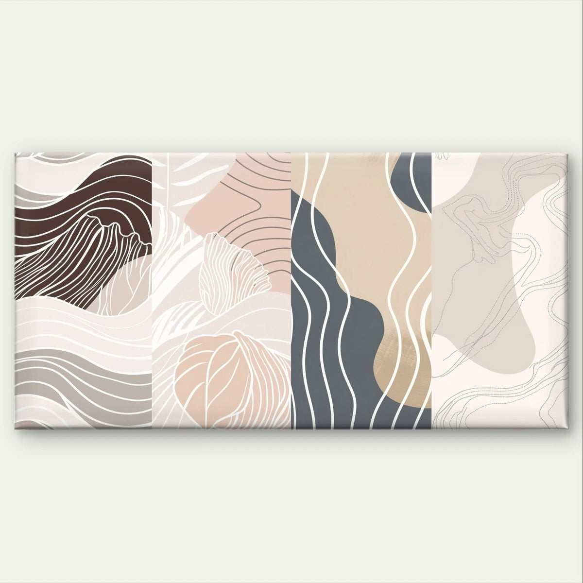 Neutral Multi Panel Abstract Wall Art Canvas Office Home Framed 120x60cm
