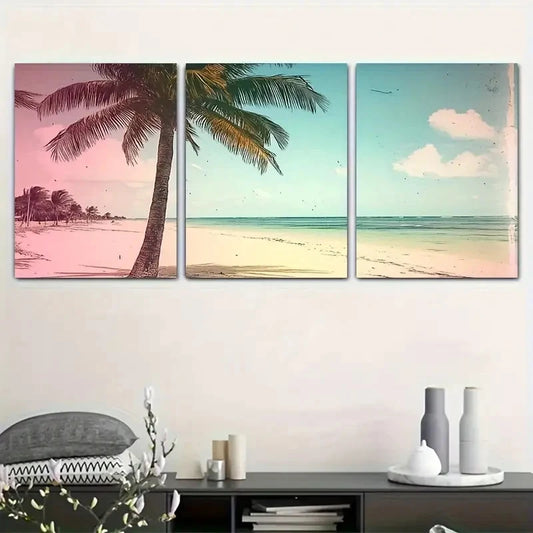 3pcs Rocks & Misty Water Reflections Metal Print Ready to Hang Art