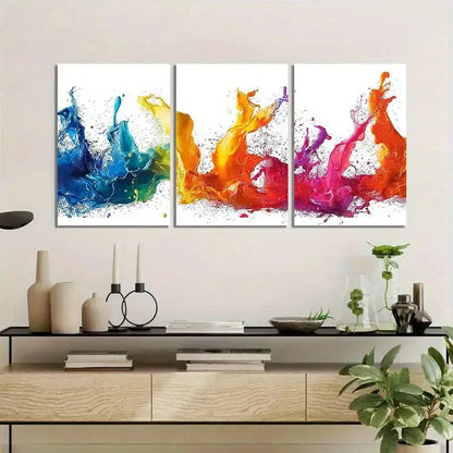3pcs Vibrant and Dynamic Color Splashes Metal Print Ready to Hang Art