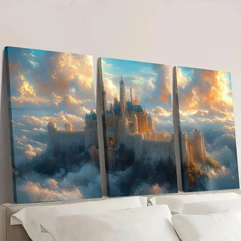 3pcs Sky Castle Mystical Realm Wall Art Canvas Unframed - High Quality Print 100% Australian Made Wall Canvas