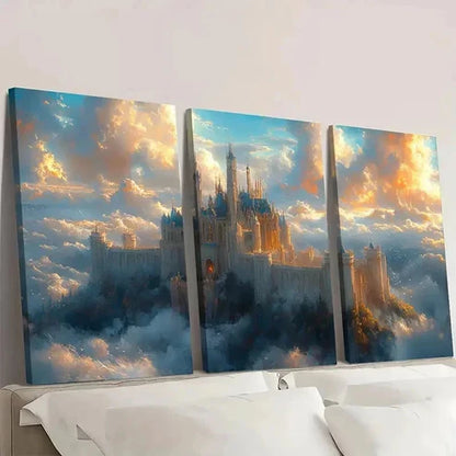 3pcs Sky Castle Mystical Realm Wall Art Canvas Unframed - High Quality Print 100% Australian Made Wall Canvas