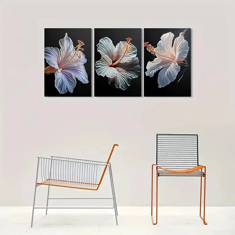 3pcs Abstract Flower Elegant Painting Metal Print Ready to Hang Art