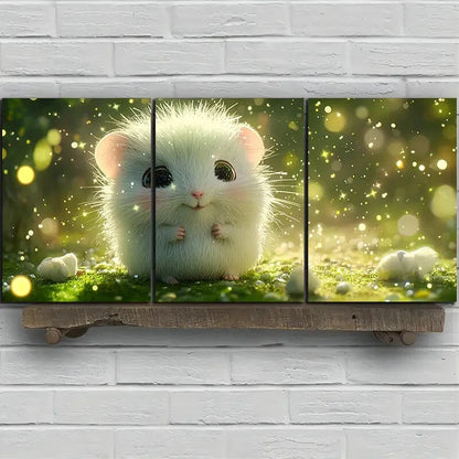 3pcs Beautiful Hamster Painting Metal Print Ready to Hang Art