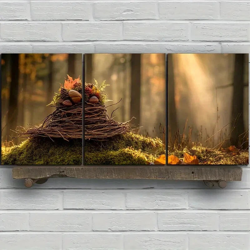 3pcs Flowers and Hats Forest Sunrise Metal Print Ready to Hang Art