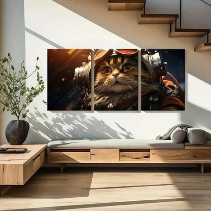 3pcs Fantasy Animal Art Flyer Cat Wall Art Set Canvas Framed 40x60cm - High Quality Print 100% Australian Made Wall Canvas Ready to Hang