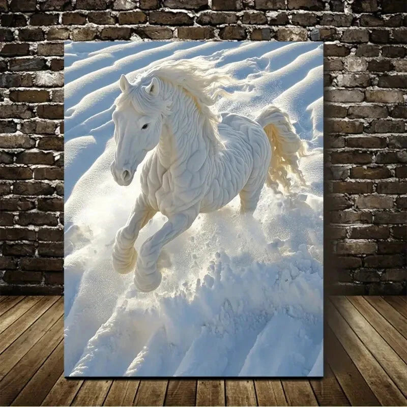 Horse Breed Pattern On The Snow Painting 40x60cm Metal Print Ready to Hang