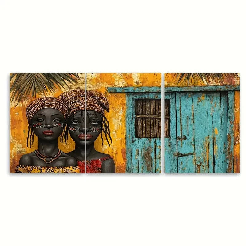 3pcs Benin African Art Giclee Beautiful Print Metal Print Ready to Hang Art