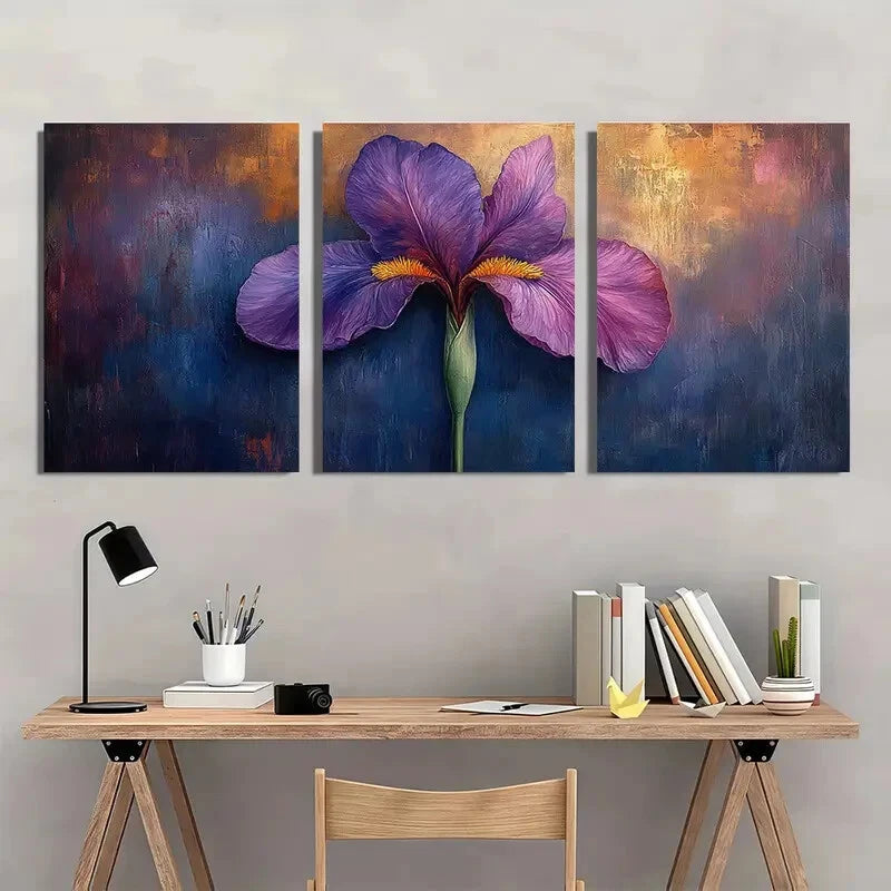 3pcs Iris Painting Print Green Art Metal Print Ready to Hang Art