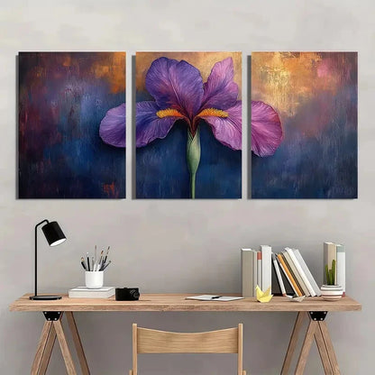 3pcs Iris Painting Print Green Art Metal Print Ready to Hang Art