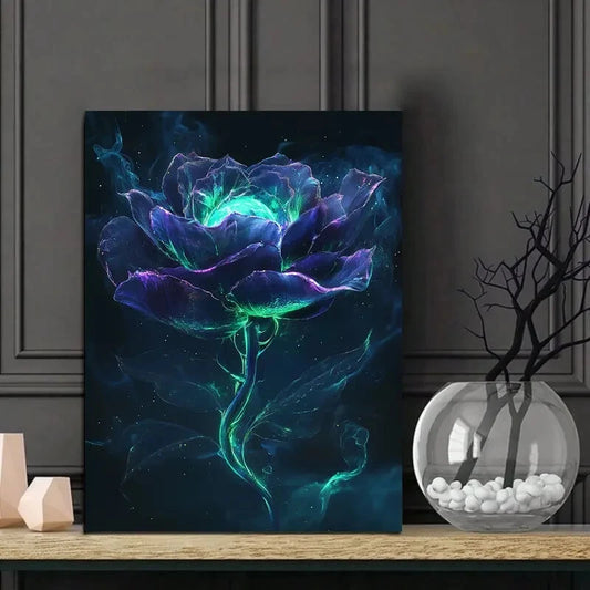 Fantasy Purple Rose Blue Liquid Detail 40x60cm Metal Print Ready to Hang