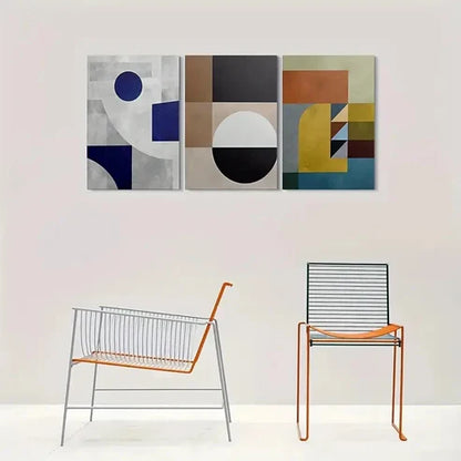 3pcs Geometric Pattern Colourful Yellow Wall Art Set Canvas Unframed - High Quality Print 100% Australian Made Wall Canvas