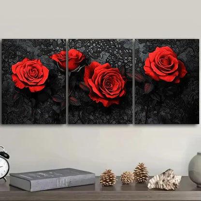 3pcs Gothic red rose Wall Art Set Canvas Unframed - High Quality Print 100% Australian Made Wall Canvas