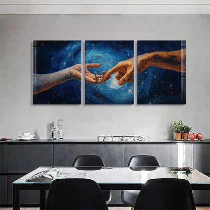 3pcs Cosmic Hand Touch Stars and Rotating Metal Print Ready to Hang Art