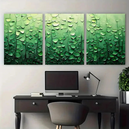 3pcs Green Abstract Textured Nature Forest Metal Print Ready to Hang Art