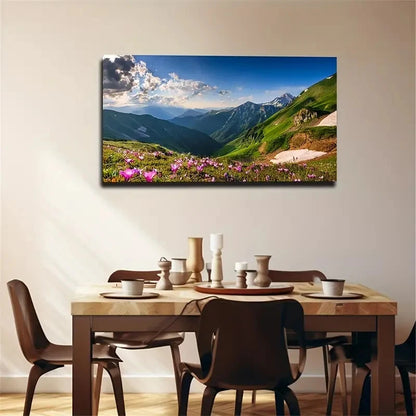 Spring Season High Mountain Wall Art Canvas Office Home Room Framed 120x60cm
