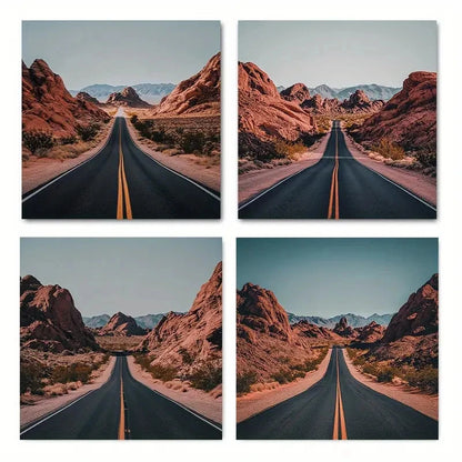 4pcs Burnt Orange RoaWall Art Canvas Framed