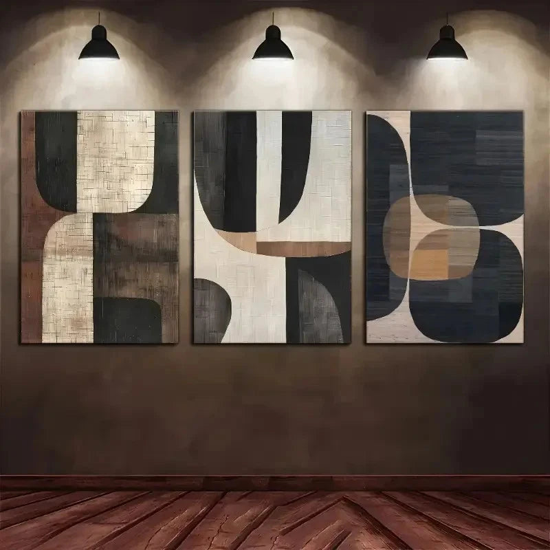 3pcs Modern Abstract Beige Vase Style  Wall Art Set Canvas Framed 40x60cm - High Quality Print 100% Australian Made Wall Canvas Ready to Hang