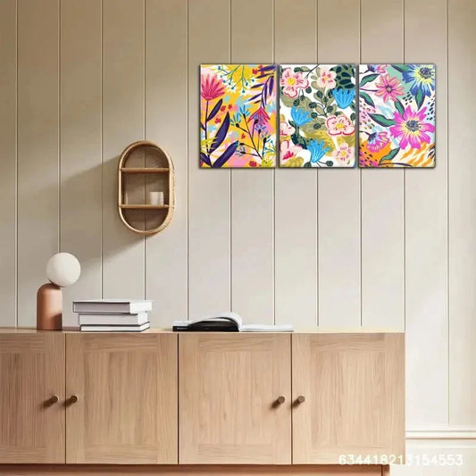 3pcs Beautiful Flower Art Decoration Poster Metal Print Ready to Hang Art