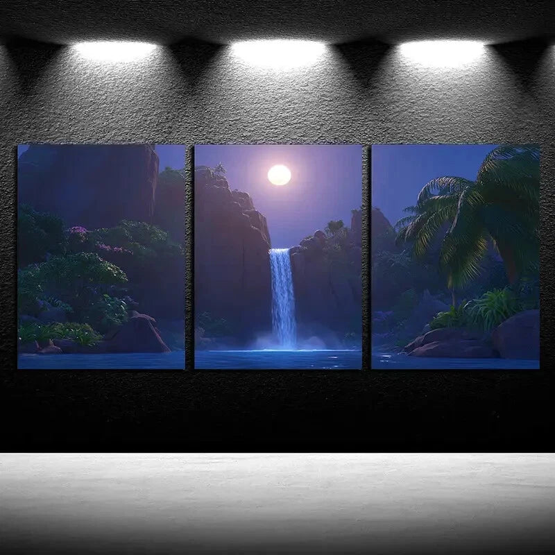 3pcs Waterfall Tropical Landscape Scenery Metal Print Ready to Hang Art