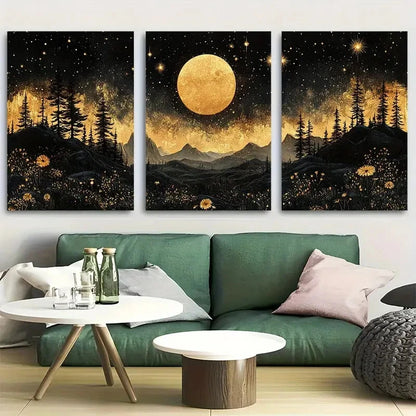 3pcs Aesthetic Witchy Dark Forest with Florals Metal Print Ready to Hang Art