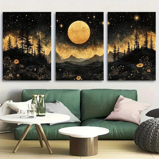3pcs Aesthetic Witchy Dark Forest with Florals Metal Print Ready to Hang Art