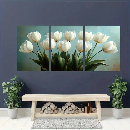 3pcs Tulips Oil Painting Flowers Artwork Floral Metal Print Ready to Hang Art