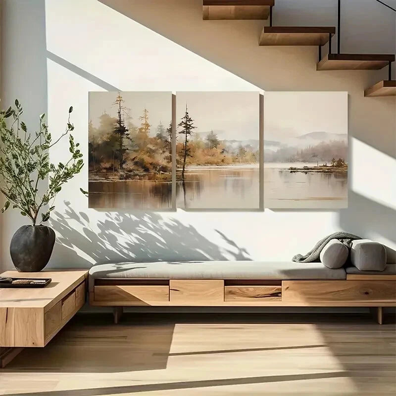 3pcs Beautiful Moody Landscape Neutral Design Metal Print Ready to Hang Art