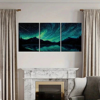 3pcs Starry Night Sky Mountain Landscape Metal Print Ready to Hang Art - Bella Home Decor