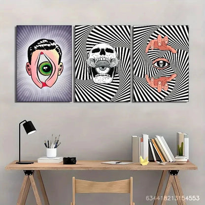 3pcs Eye Pattern for Poster Decoration Evil Metal Print Ready to Hang Art