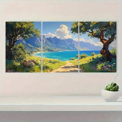 3pcs Extra Hillside Overdo Nature Scene Perfect Wall Art Set Canvas Framed 40x60cm - High Quality Print 100% Australian Made Wall Canvas Ready to Hang