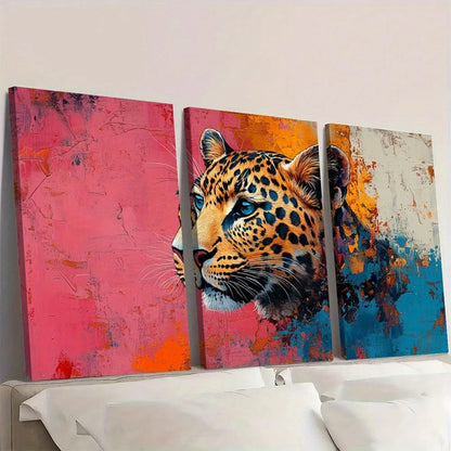 3pcs Matisse Leopard Vibrant Animal Wall Art Set Canvas Framed 40x60cm - High Quality Print 100% Australian Made Wall Canvas Ready to Hang