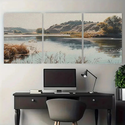 3pcs Red Willow Lake North Dakota Landscape Metal Print Ready to Hang Art