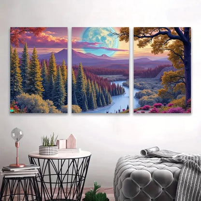 3pcs Scenic Landscape Painting Wall Art Set Canvas Framed 50x70cm - High Quality Print 100% Australian Made Wall Canvas Ready to Hang
