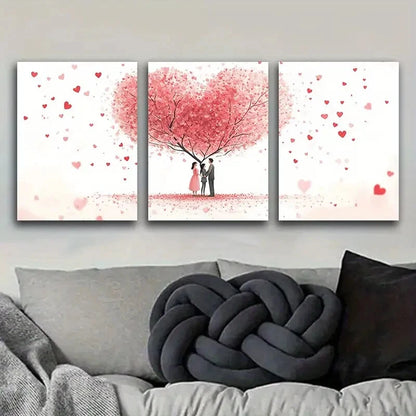 3pcs Lovers under the love tree Metal Print Ready to Hang Art