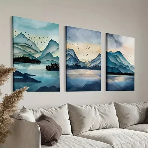 3pcs Abstract Mountain Canvas Framed 60x90cm - High Quality Print 100% Australian Made Wall Canvas Ready to Hang