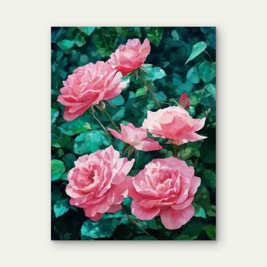 Oil Painting of a Rose Garden 60x90cm Metal Print Ready to Hang