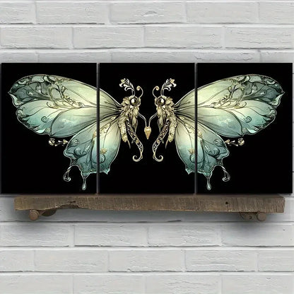 3pcs The on The Butterfly Branch Metal Print Ready to Hang Art