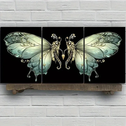 3pcs The on The Butterfly Branch Metal Print Ready to Hang Art