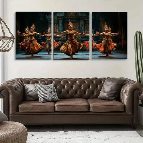 3pcs Traditional Dance Vibrant Cultural Perfect Wall Art Canvas Unframed - High Quality Print 100% Australian Made Wall Canvas