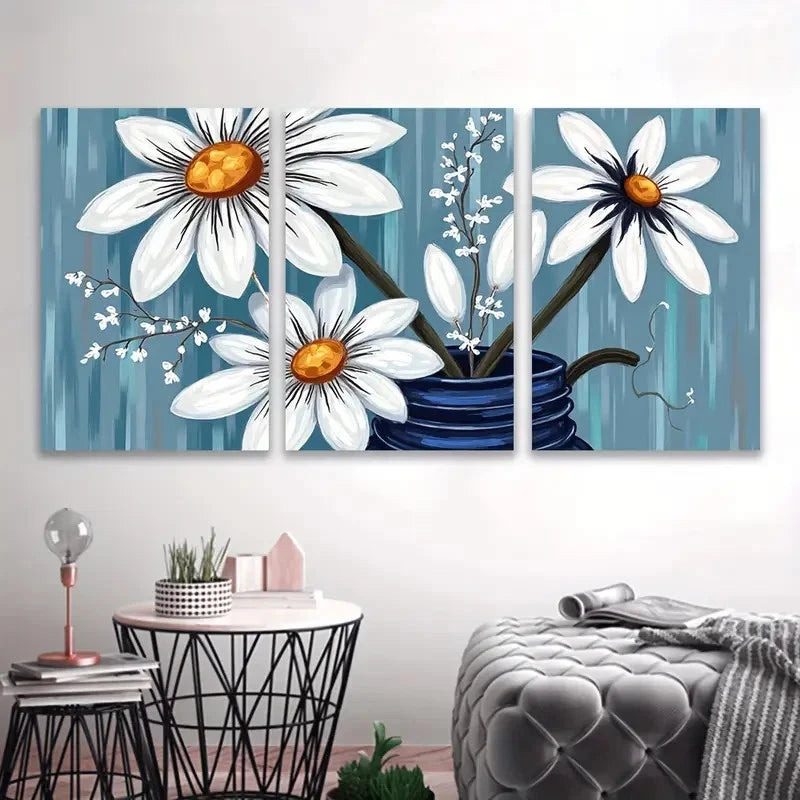 3pcs Magritte Inspired Floral Painting Wall Art Set Canvas Framed 60x90cm - High Quality Print 100% Australian Made Wall Canvas Ready to Hang