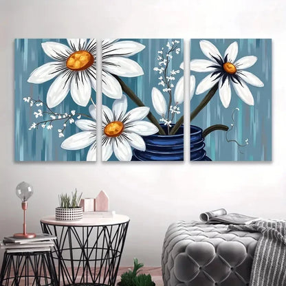 3pcs Magritte Inspired Floral Painting Wall Art Set Canvas Framed 60x90cm - High Quality Print 100% Australian Made Wall Canvas Ready to Hang