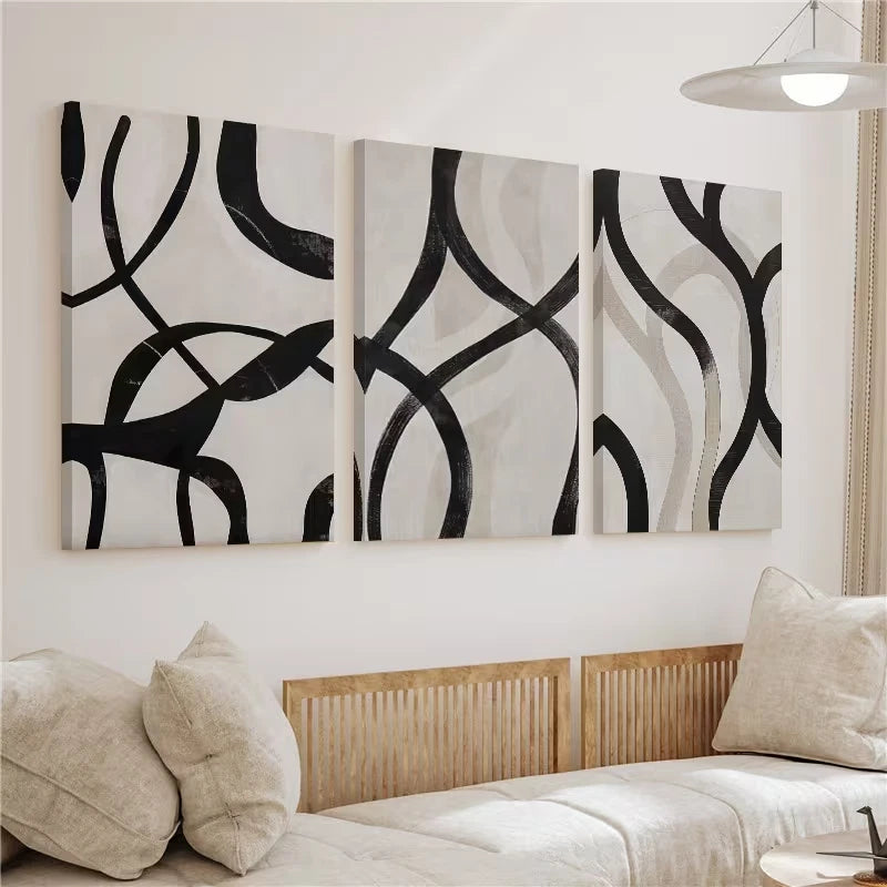 3pcs Minimalist Line Drawings Abstract Wall Art Set Canvas Framed 50x70cm – High Quality Print 100% Australian Made Wall Canvas Ready to Hang