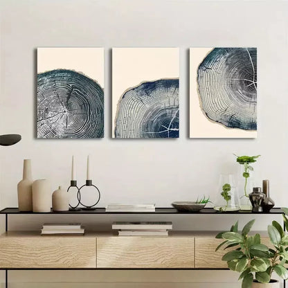 3pcs Cross Section Of A Tree Trunk Texture Canvas Framed 40x60cm - High Quality Print 100% Australian Made Wall Canvas Ready to Hang
