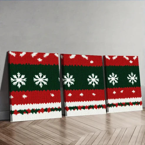 3pcs Christmas sweater pattern Wall Art Set Canvas Unframed - High Quality Print 100% Australian Made Wall Canvas