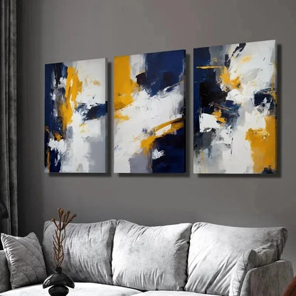 3pcs Classic Geometric Oil Painting Style Wall Art Set Canvas Framed 50x70cm - High Quality Print 100% Australian Made Wall Canvas Ready to Hang