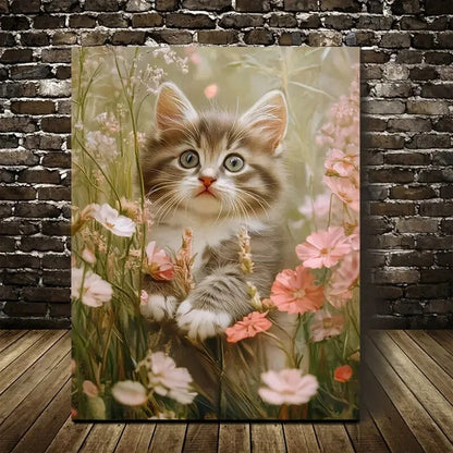 Adorable Norwegian Forest Cat Kitten Painting 40x60cm Metal Print Ready to Hang