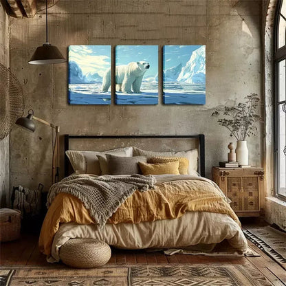 3pcs A Giant Polar Bear Wall Art Canvas Unframed - High Quality Print 100% Australian Made Wall Canvas