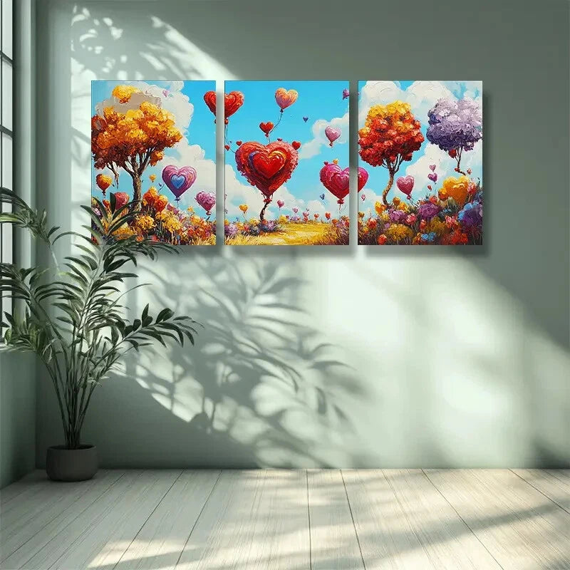 3pcs Trees and flowers Floral Metal Print Ready to Hang Art