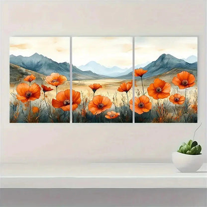 3pcs Wildflowers Arizona Blooming Desert Perfect Wall Art Set Canvas Framed 40x60cm - High Quality Print 100% Australian Made Wall Canvas Ready to Hang