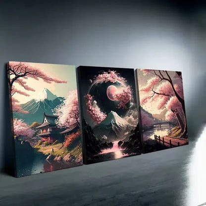 3pcs Sakura Canvas Framed 60x90cm - High Quality Print 100% Australian Made Wall Canvas Ready to Hang